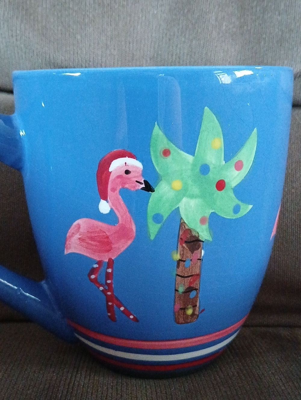 St. Nicholas Square Blue, Red and Green Striped Ceramic Mug